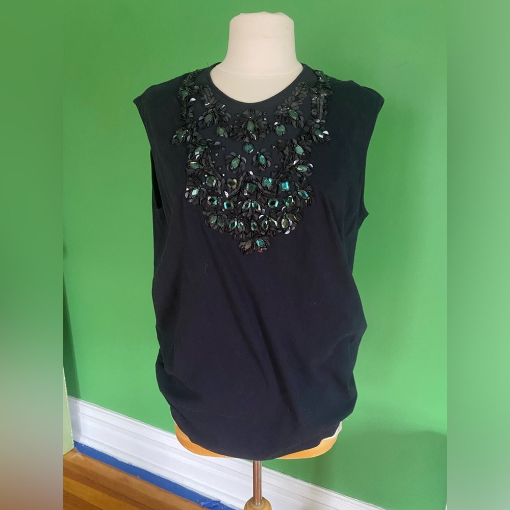 Stella McCartney navy blue Embellished sleeveless tank top